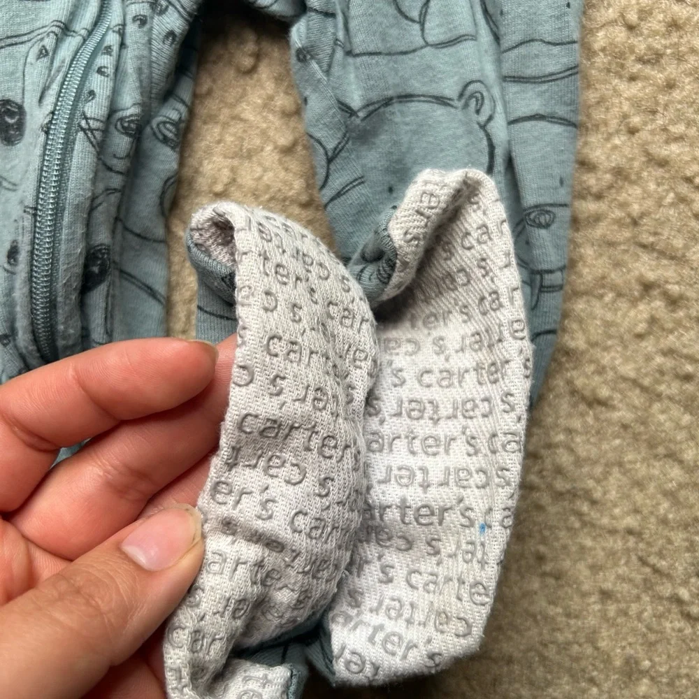 Carter's Blue Animal Print Baby Boy Footsie Pajamas 18M